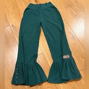 Matilda Jane Green Flared Leggings with Button Accents